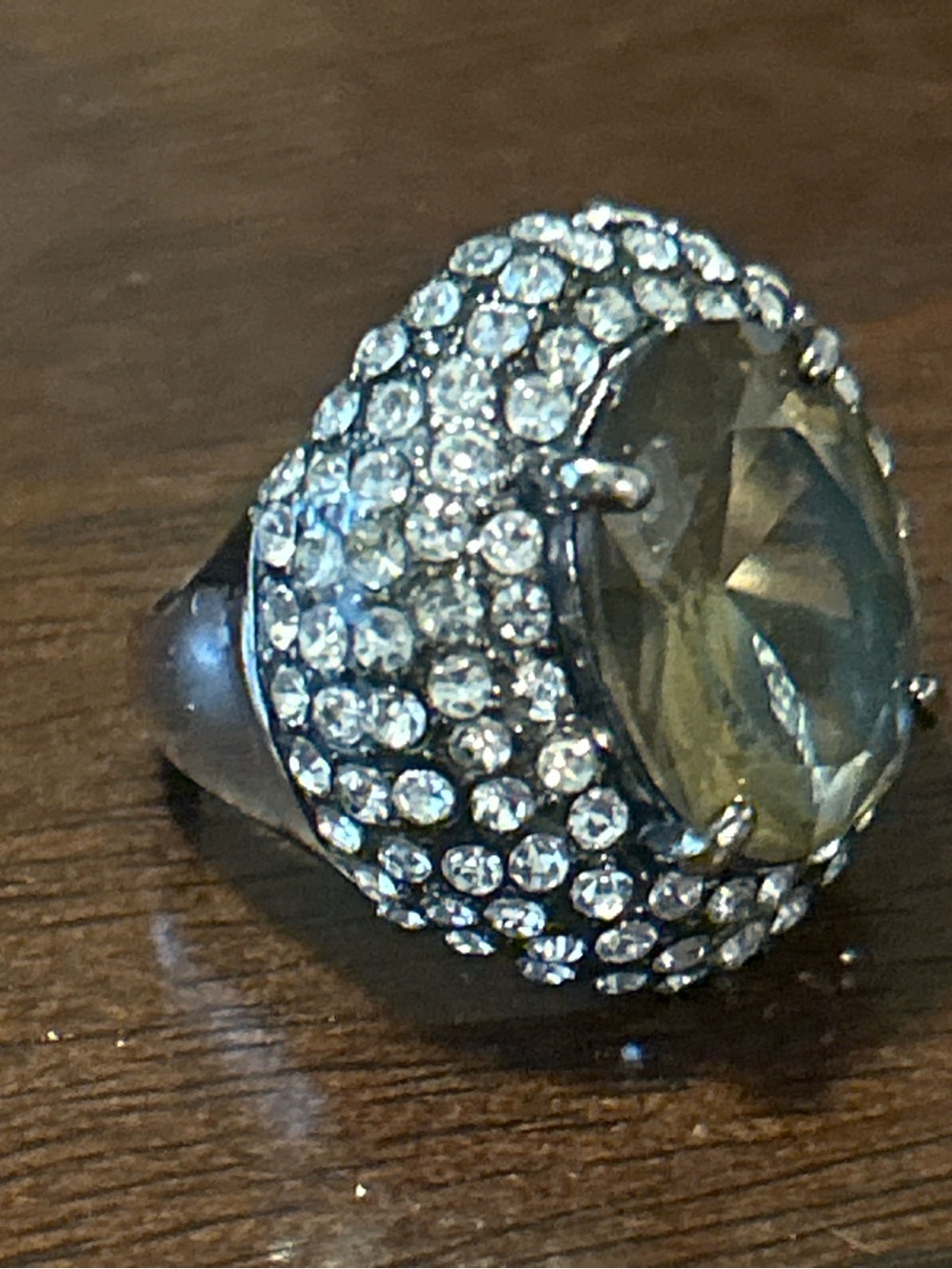 Large Rhinestone Statement Ring Cocktail Glam Fashion Jewelry used